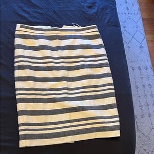 J. Crew Black and Cream Striped Pencil Skirt